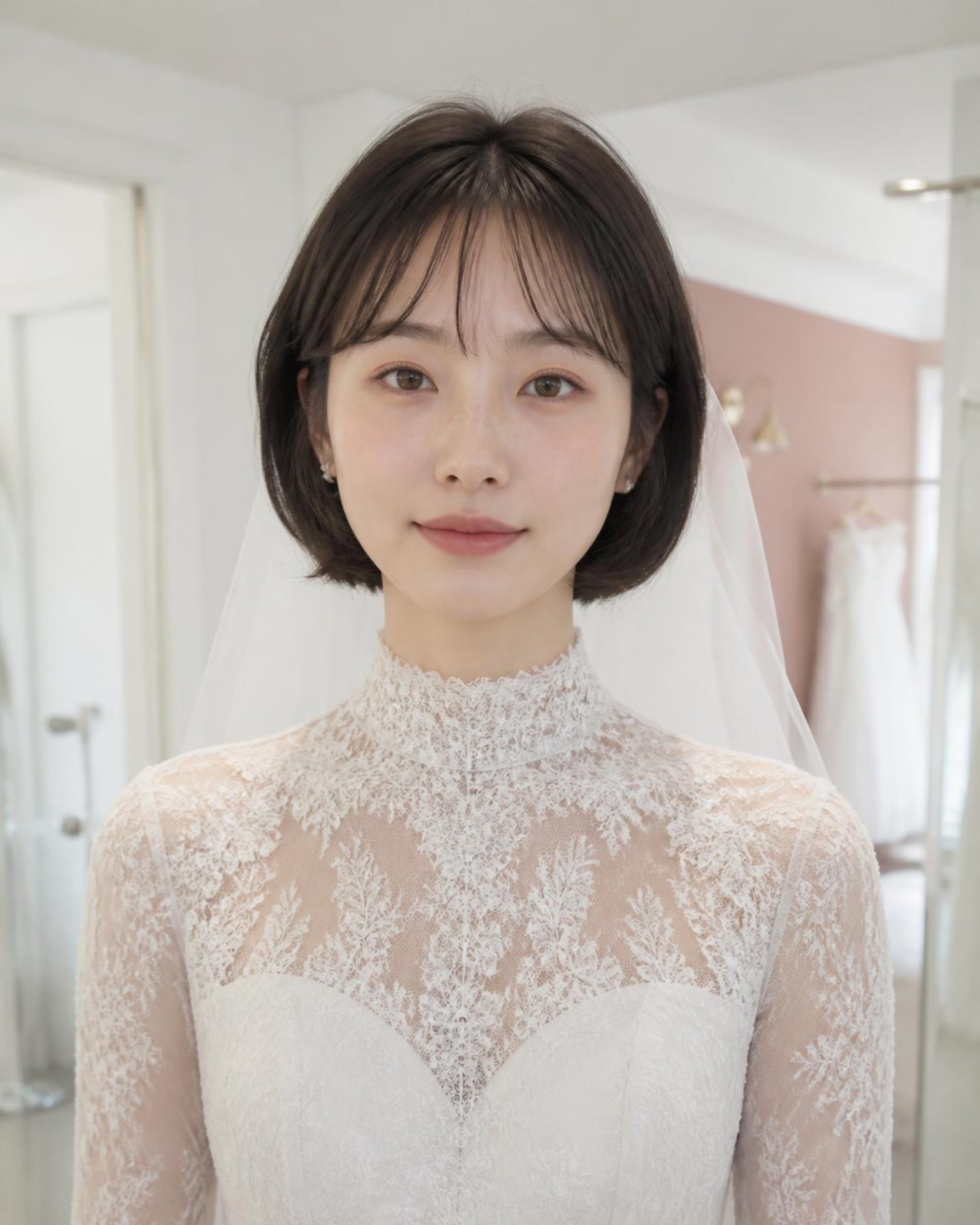 피팅룸 거울 앞, 오전.